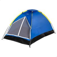 aktive camping - tienda de campana 200x120x100 cm con 4 piquetas con bolsa de transporte y asa diseno iglu azul con bolsillo de almacenaje para acampada impermeable
