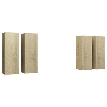 Juego De Muebles De Salón 4 Piezas | Mueble Tv | Gabinete De Tv Roble Sonoma 30,5x30x90 Cm