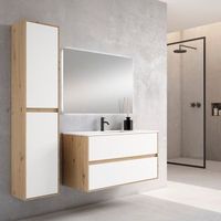 columna de bano mydesign 35x160x30 cm 2p estructura roble moderno frontal blanco mate
