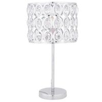 lampara de mesa de metal plateado 53 cm pantalla en forma de tambor de cristal calada estilo glam tenna