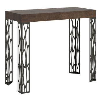 Consola extensible 90x40/196 cm efecto madera nogal, hierro