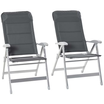 Outsunny Lote de 2 sillas de jardín plegables sillón de exterior con respaldo alto reclinable en múltiples posiciones reposabrazos   Aosom España