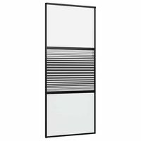 puerta de vidrio rayado negro 90 x 2 x 205 cm aluminio vidaxl