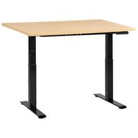 escritorio de altura regulable electrico moderno patas cuadradas 120 x 60 cm tablero marron claro base negra destines