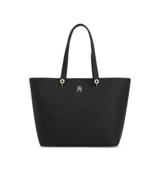 Tommy Hilfiger para mujer. AW0AW15178 Bolso Emblem Tote negro (OSFA), Casual, Poliuretano