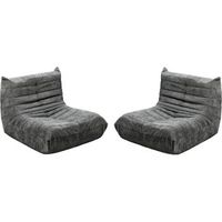 conjunto de 2 sillones modulares tipo sofa en tela texturizada velasca - gris