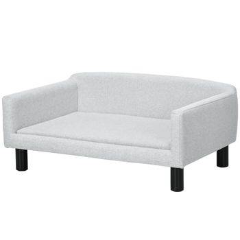 PawHut Sofá para Perros Medianos con Patas de Madera Cama para Mascotas Carga 20 kg 82x54x36 cm Gris   Aosom España