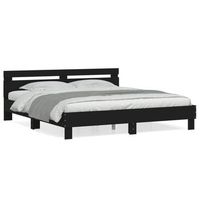 cama matrimonial  cama para adultos  estructura cama con cabecero madera ingenieria negro 200x200 cm