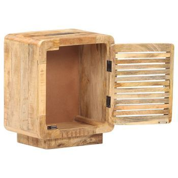 Mesilla De Noche | Mesita De Noche De Madera De Mango Rugosa 40x30x50 Cm
