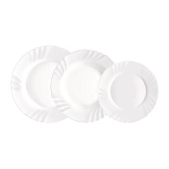Vajilla 18 piezas vidrio opal blanca