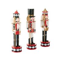 conjunto de 3 figuritas decorativas de cascanueces de madera de pino con boca que se abre hecha a mano blancorojo ricklean