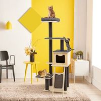 arbol para gatos de 175 cm con postes de sisal y tablero rascador de 6 pisos alfombra felpa actividades gris