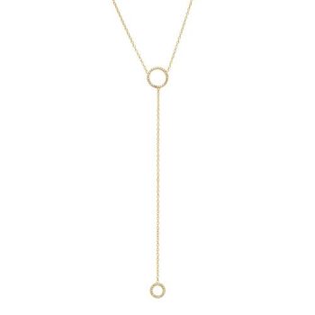 Cadena en y de plata 925 bañado en oro con circonitas