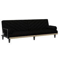 sofa cama con reposabrazos tela negro vidaxl