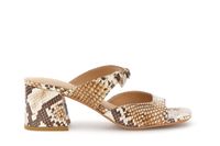 sandalias de piel con estampado de piton multi beige