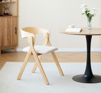 set 2 sillas de comedor en madera y tejido beige
