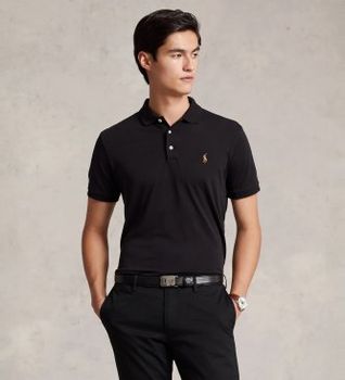 Polo Ralph Lauren para hombre. 710713130001 Polo Custom Slim Fit de algodón suave negro (XL), Casual, Manga corta