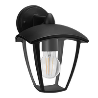 aigostar - aplique de exterior con brazo e27 casquillo gordo impermeable ip44 forma de farolillo uso interior y exterior resistente aluminio color negro altura 235cm bombilla no incluida