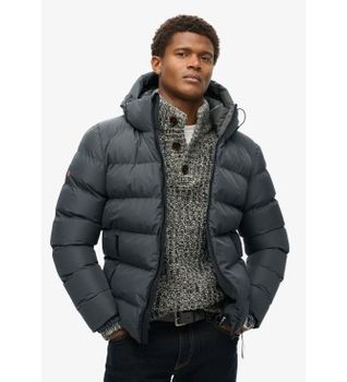 Superdry para hombre. M5011905A Chaqueta Sports Puff gris (S), Casual, Poliéster