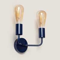 lampara de pared de metal 2 focos jayso  azul  e27