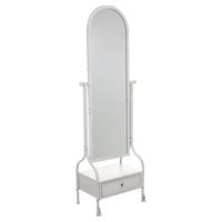 espejo de pie y cajon de metal blanco 65x38x184