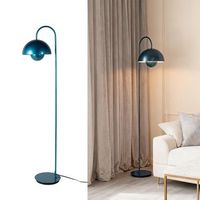 lampara de pie diseno nordico moderno forma seta metal azul marino casquillo e27 para salon o dormitorio