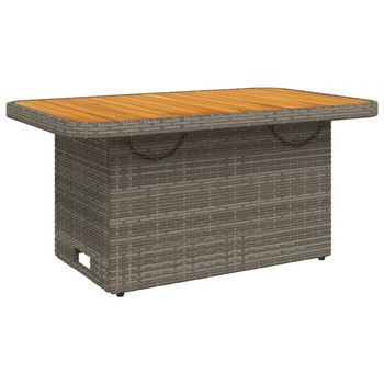 Mesa De Jardín | Mesa De Exterior Ratán Sintético Y Madera Acacia Gris 90x55x71 Cm