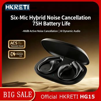 HKRETI HG15 Auriculares inalámbricos Bluetooth 5.4 Deportivos Resistentes al agua Reducción de ruido Estéreo compatible con Android iOS