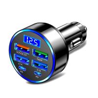 adaptador de cargador de coche usb pd de 100w 6 puertos 4usb-a2usb-c soporte pd qc30 fcp vooc carga rapida con pantall