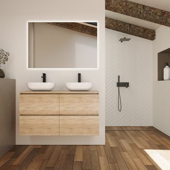 Conjunto De Baño Kaji | 120 Cm Bardolino | Cuatro Cajones | Lavabo Sobre Encimera | Mueble Montado | No Incluye Espejo | Alday