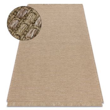Alfombra Jute 3652 Beige Obscuro Uniforme - Yute, Tejido Plano, Flecos 160x220 Cm