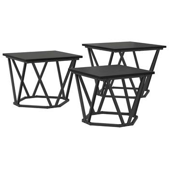 Mesa De Café 3 Piezas Roble Negro 50 X 50 X 40 Cm