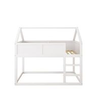 litera 90x200cm con escalera estructura de madera maciza blanco
