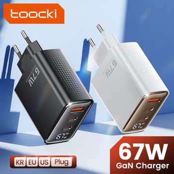 Toocki-cargador USB PD 67W GaN, pantalla Digital, carga rápida, QC4.0, tipo C, para iPhone, ipad, Xiaomi, Samsung, Huawei, tabletas