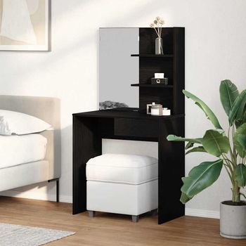 Vidaxl Mesa Tocador Con Cajón Roble Negro 74,5 X 40 X 141 Cm