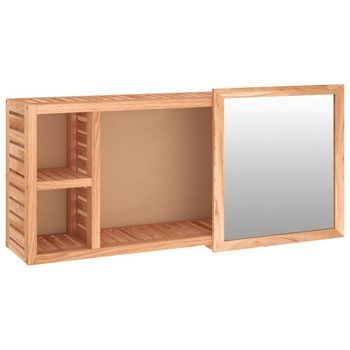 Armario Con Espejo Madera Maciza Nogal 80x17x34 Cm Vidaxl