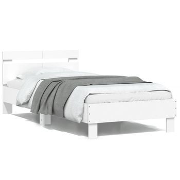 Cama Para Adulto | Cama Individual | Estructura Cama Con Cabecero Madera Ingeniería Blanco 100x200cm