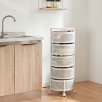 carrito de cocina steigen con 5 cestas redondas acero 90xo33cm - blanco encasa