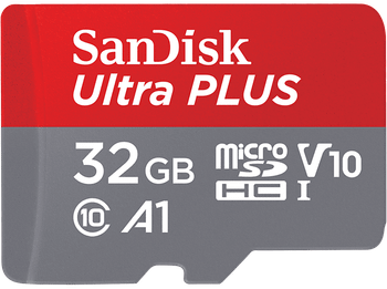 Tarjeta Micro SDHC - SanDisk Ultra PLUS, Elite, 32 GB, 130 MB/s, UHS-I, V10, A1, C10, Adaptador SD, Multicolor