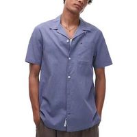 tommy hilfiger camisa manga corta linen blend camp-aruba para hombre