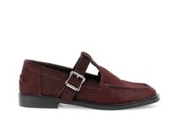 mocasines con cordones de piel efecto pony bordeaux