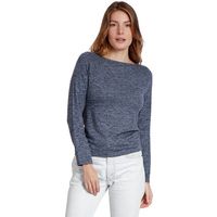admas camiseta manga larga barca top de manga larga y cuello barco para mujer