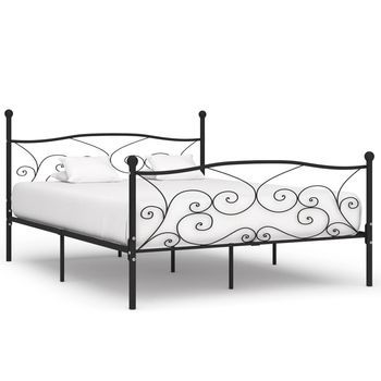 Estructura De Cama Con Somier Metal Negro 180x200 Cm Vidaxl