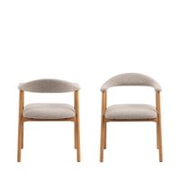 conjunto de 2 sillas de mesa de tela y madera - natural chino