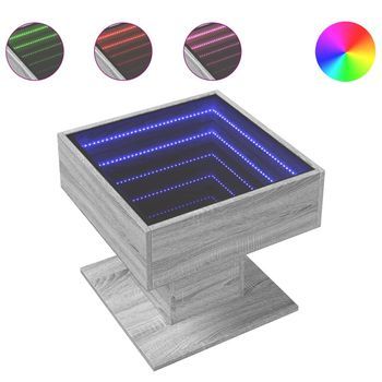 Mesa De Centro Y Led Madera Ingeniería Gris Sonoma 50x50x45 Cm Vidaxl