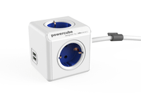 adaptador y enchufe multiple azul 4 tomas  2 usb alargo 15m