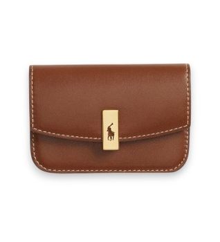 Polo Ralph Lauren para mujer. 427P04990001 Monedero de piel Over Card marrón (OSFA), Casual