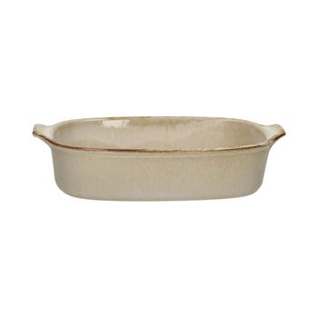 Fuente de horno de gres beige 29x19x7 cm