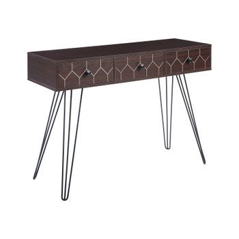 Consola Madera Oscura Negro 110 X 39 Cm 3 Cajones Estante Sala De Estar Malsala