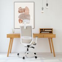 silla de oficina profesional tela  tejido de malla beige